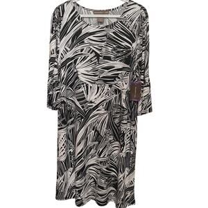 Alexandra + Oak Stretchy Black White Printed Dress Quarter Sleeves‎ Size XXL